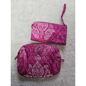 Set Of Vera Bradley Pink Paisley Wristlet & Cosmetic Bag